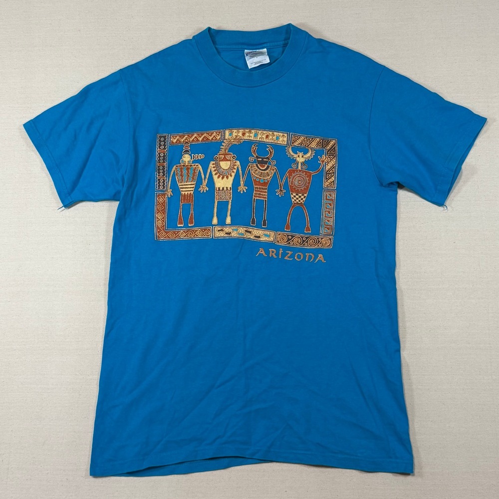 Vintage Hanes Beefy-T Arizona Graphic T-Shirt Blue Mens Medium Made in USA